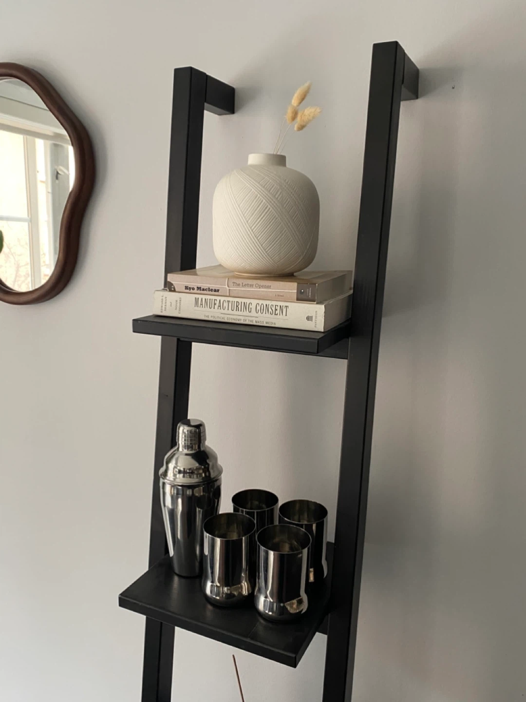 Black Wooden Ladder Shelf - photo 3
