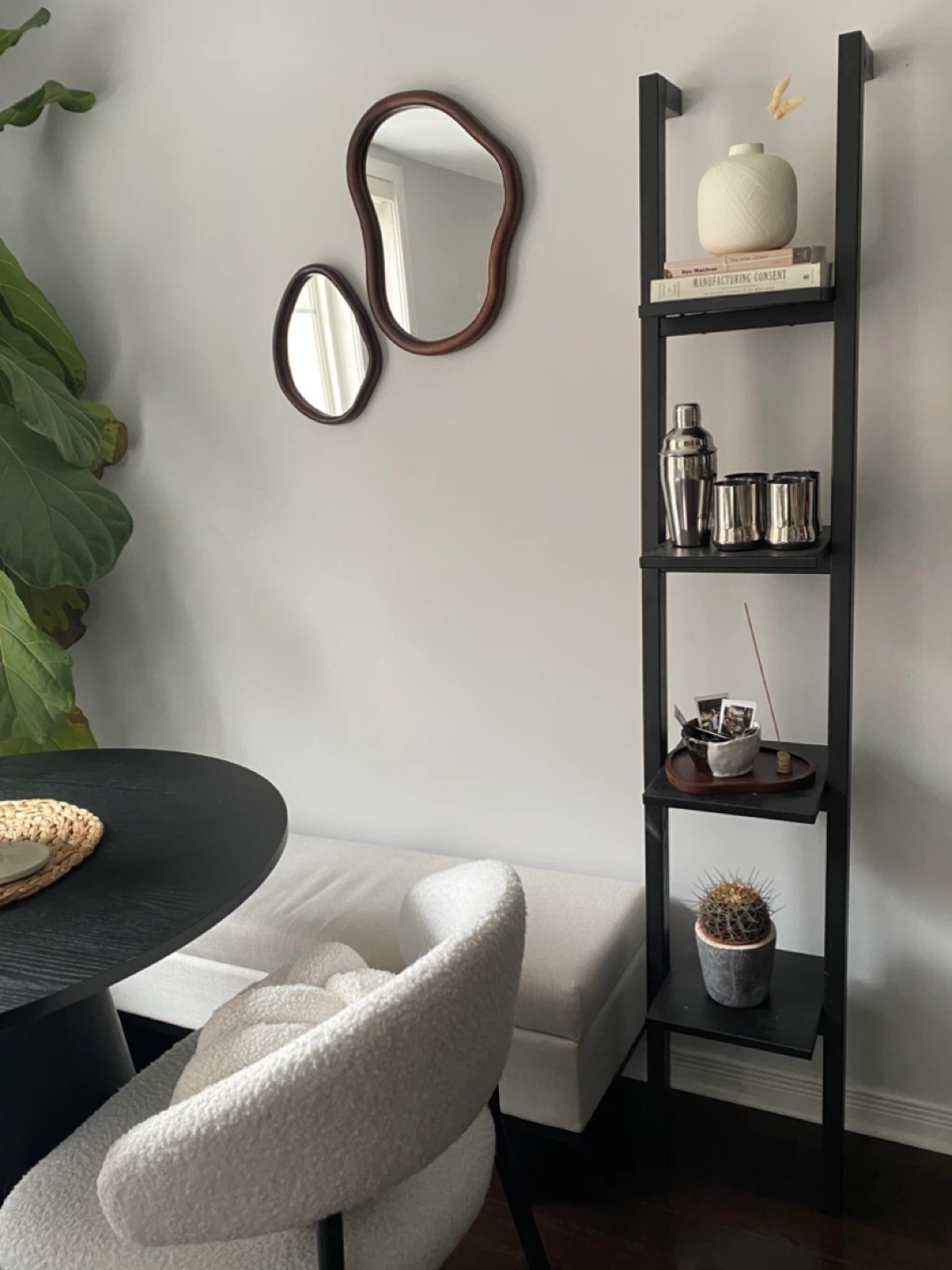 Black Wooden Ladder Shelf - photo 2