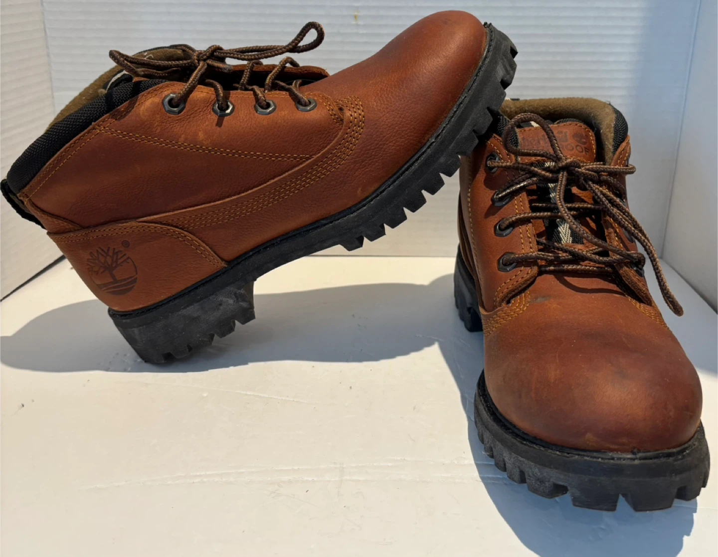 Vintage Timberland Brown Leather Lace-Up Boots - Size 7.5 M