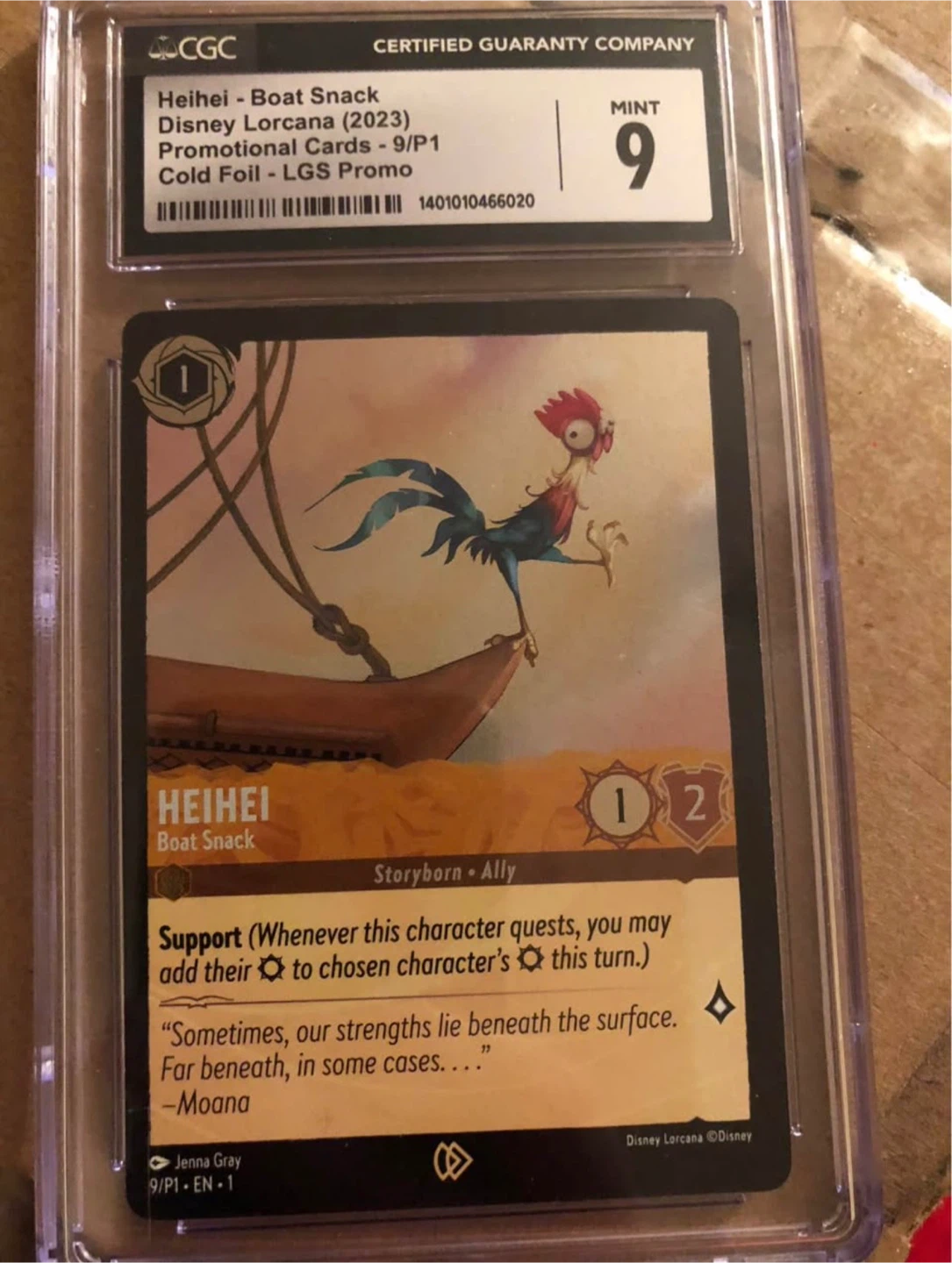 Disney Lorcana Heihei Boat Snack Promotional Card “ERROR” CGC 9