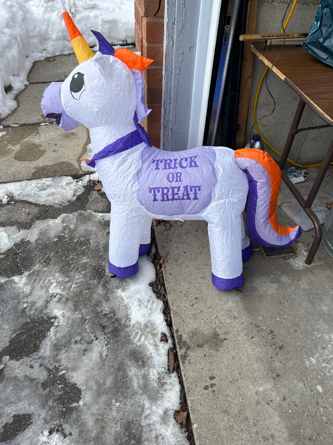 Inflatable Unicorn "Trick or Treat" Yard Decoration