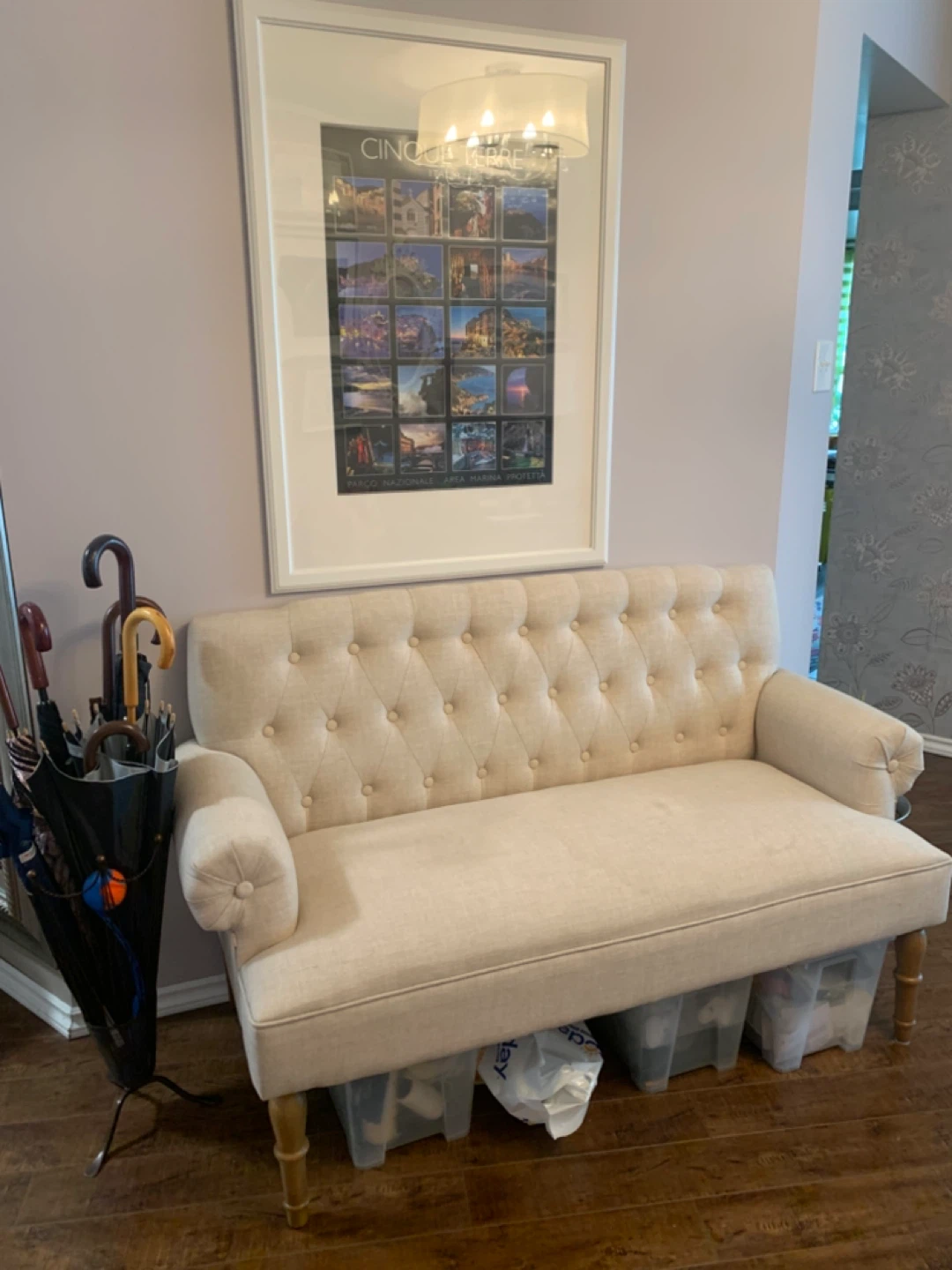 Tufted Beige Loveseat - photo 3