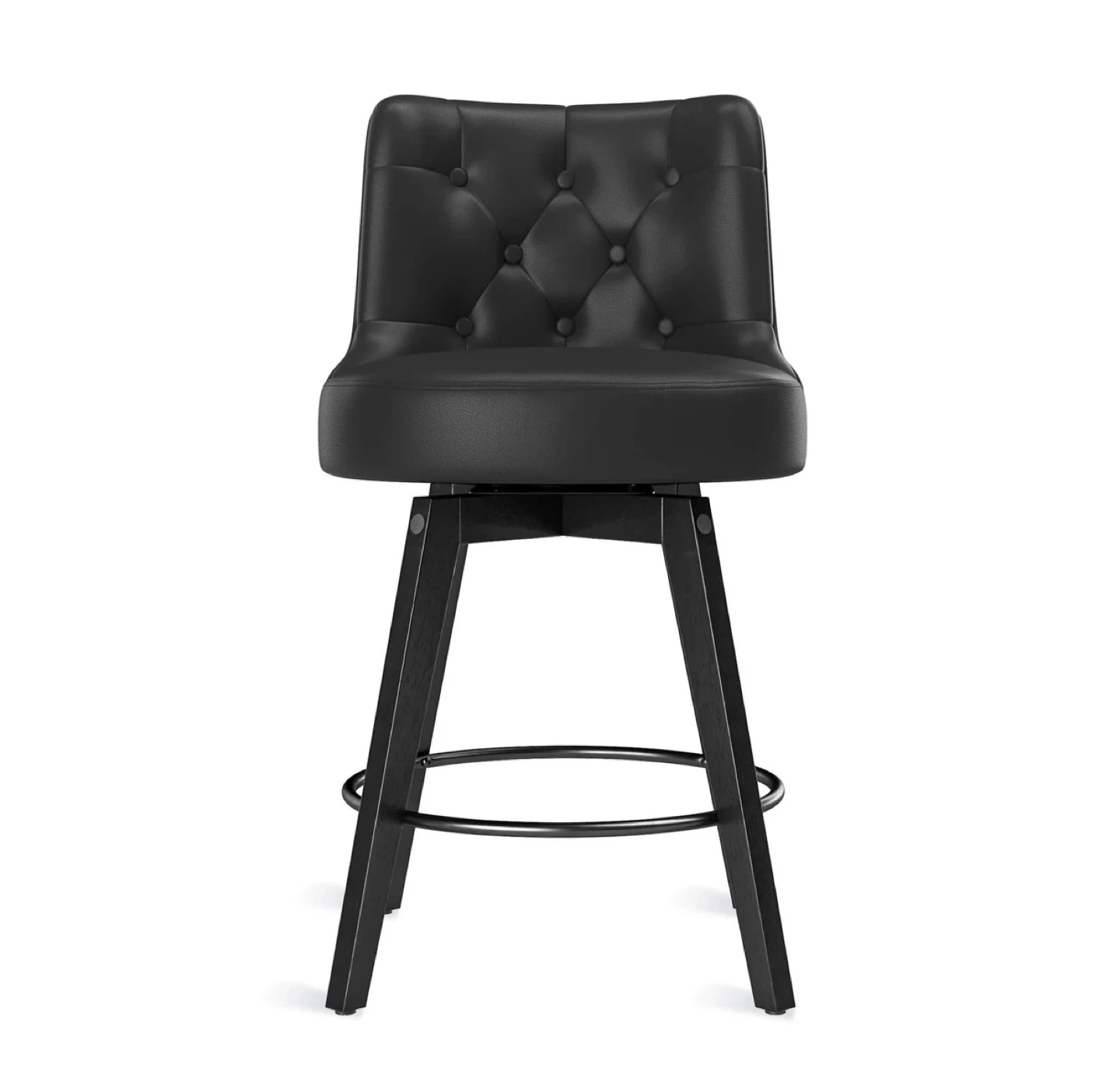 Black Tufted Swivel Bar Stool
