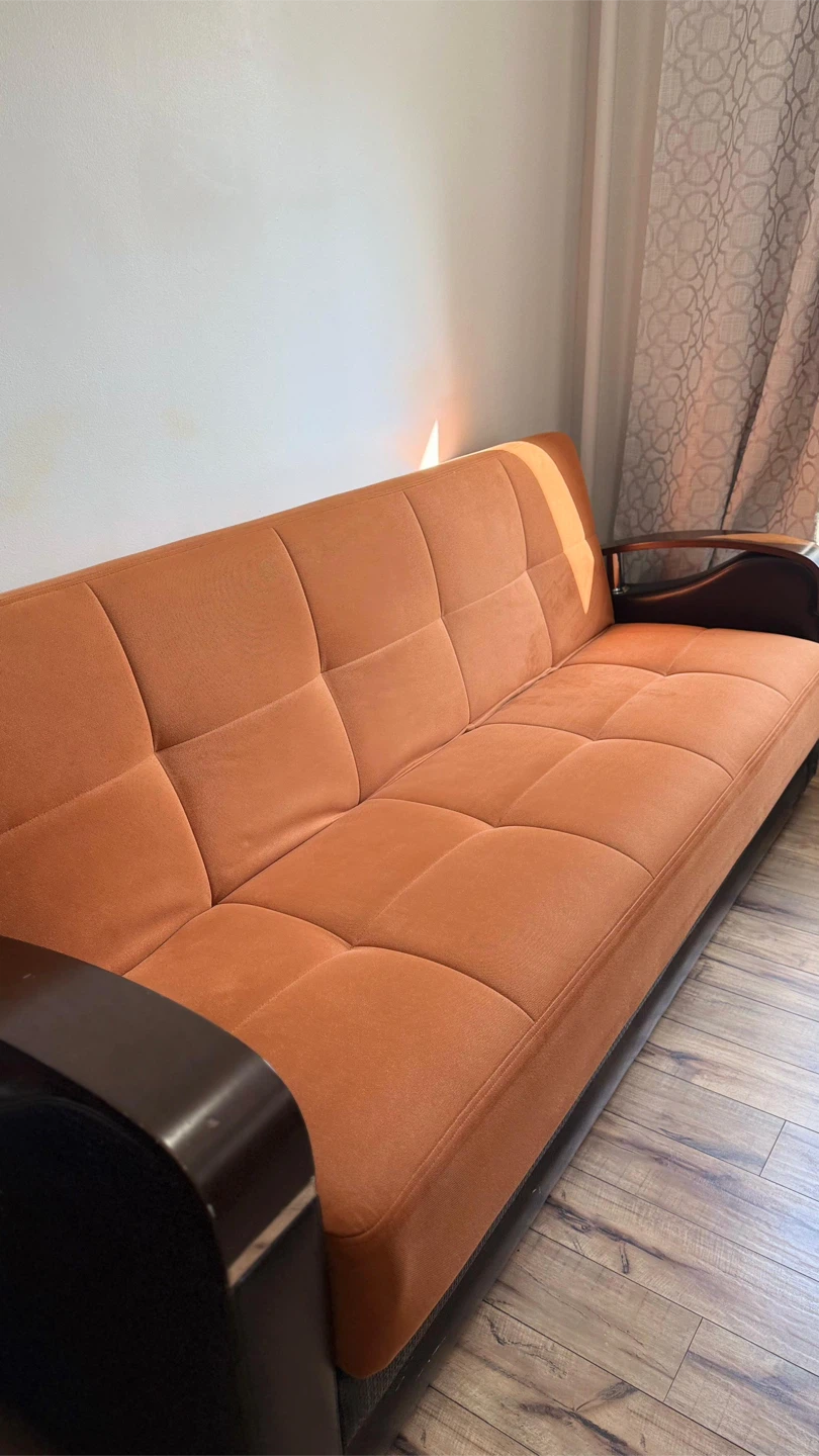 Orange Sofa Bed with Storage - photo 4