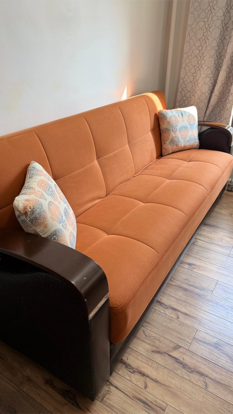 Orange Sofa Bed with Storage