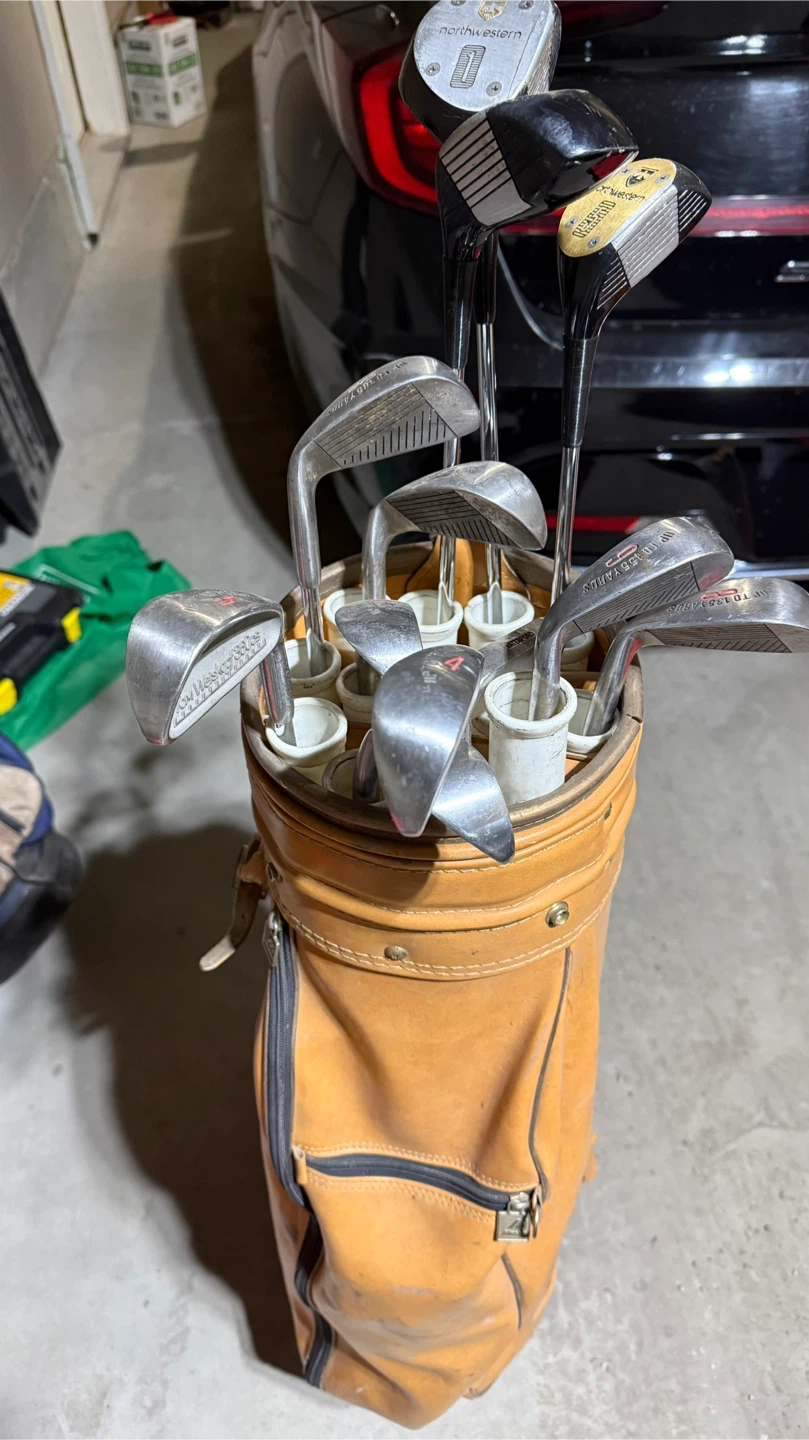 Vintage Mizuno Leather Golf Bag + Clubs Set - photo 3