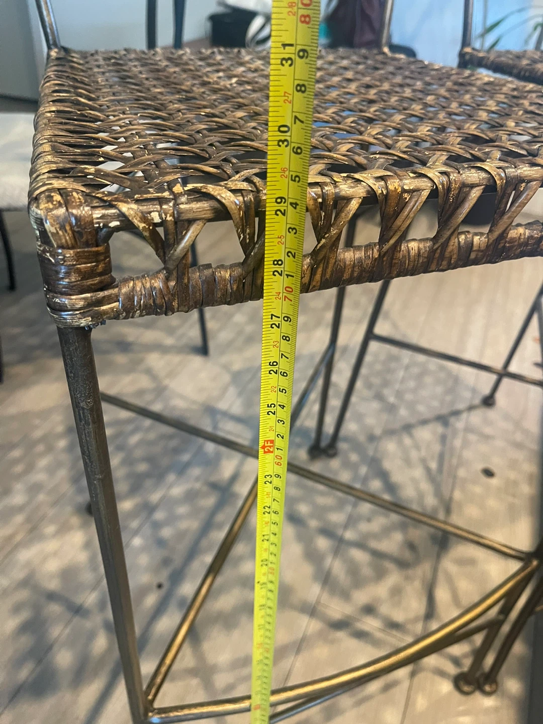 Woven Bar Stool with Metal Frame - photo 2