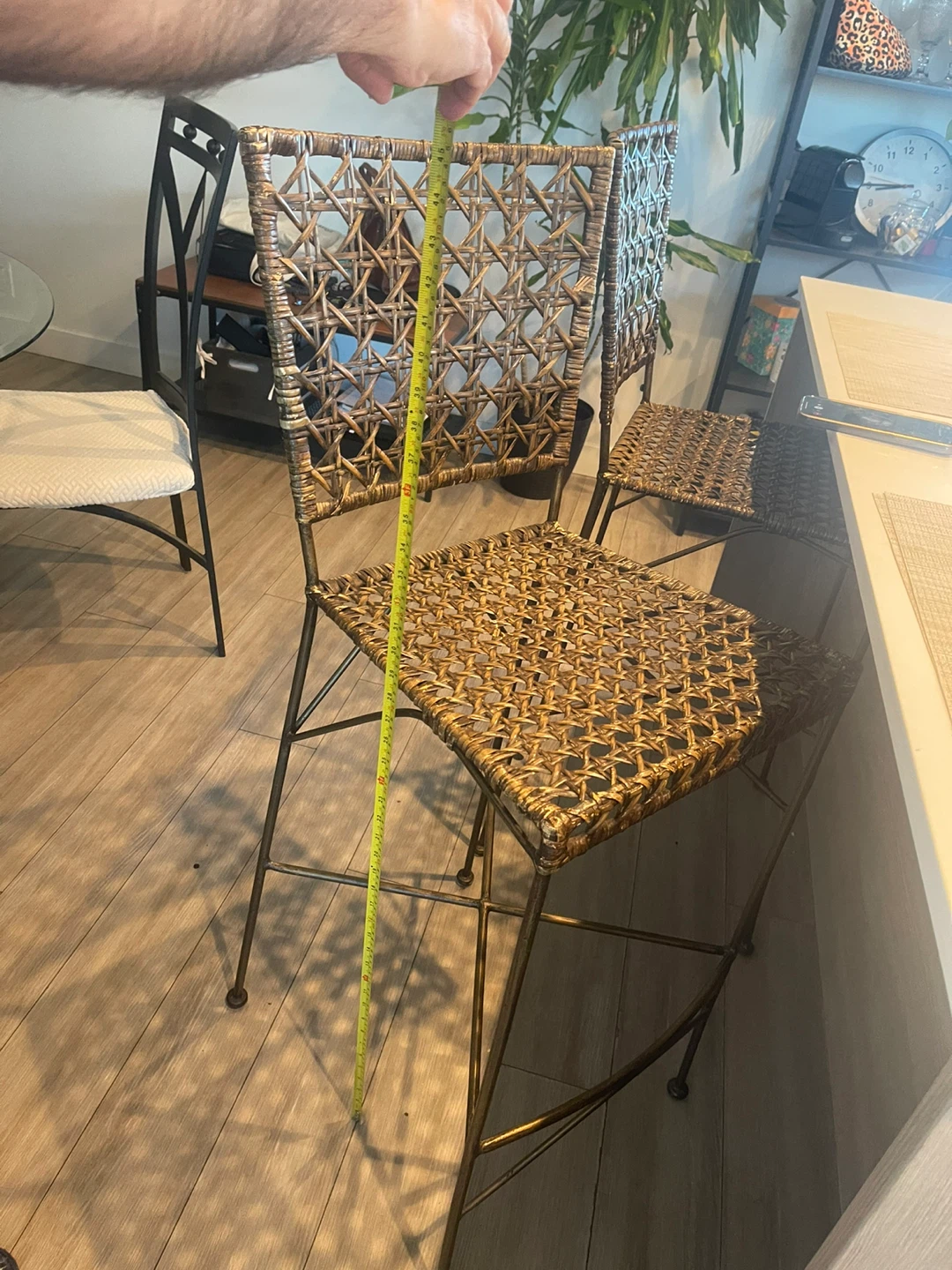 Woven Bar Stool with Metal Frame - photo 3