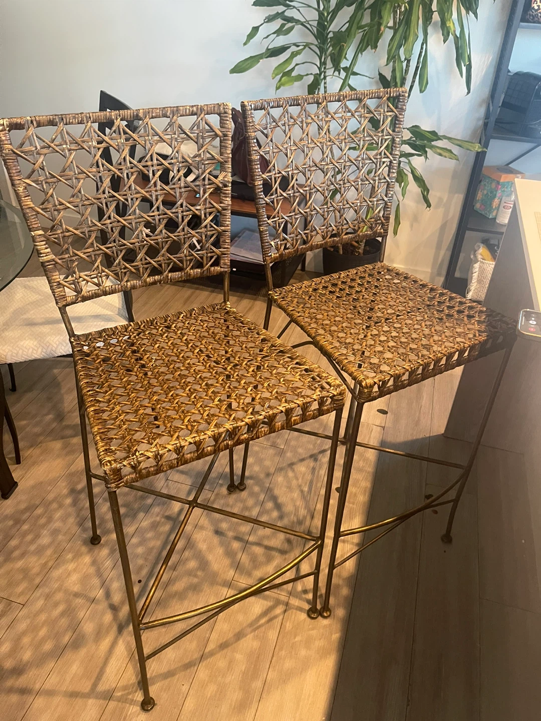 Woven Bar Stool with Metal Frame