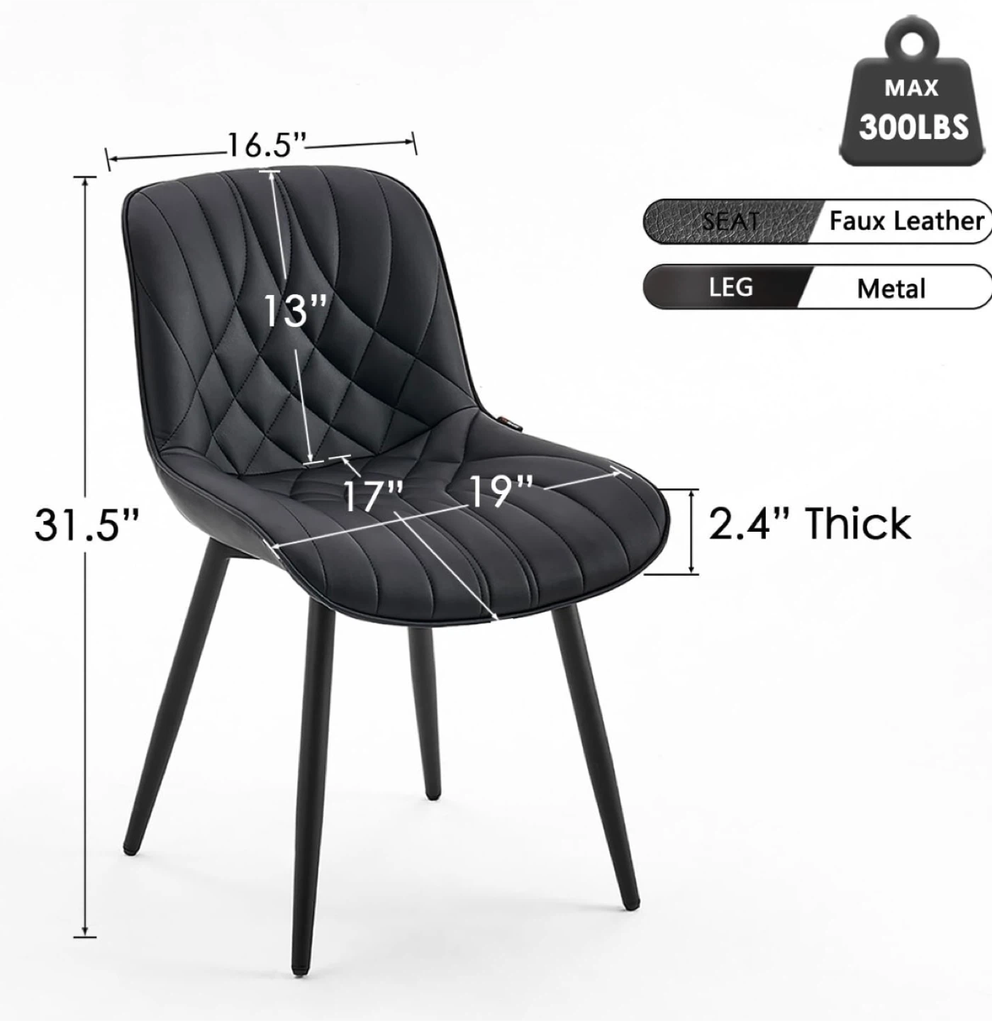 Faux Leather Dining Chairs (Set of 2) - photo 2