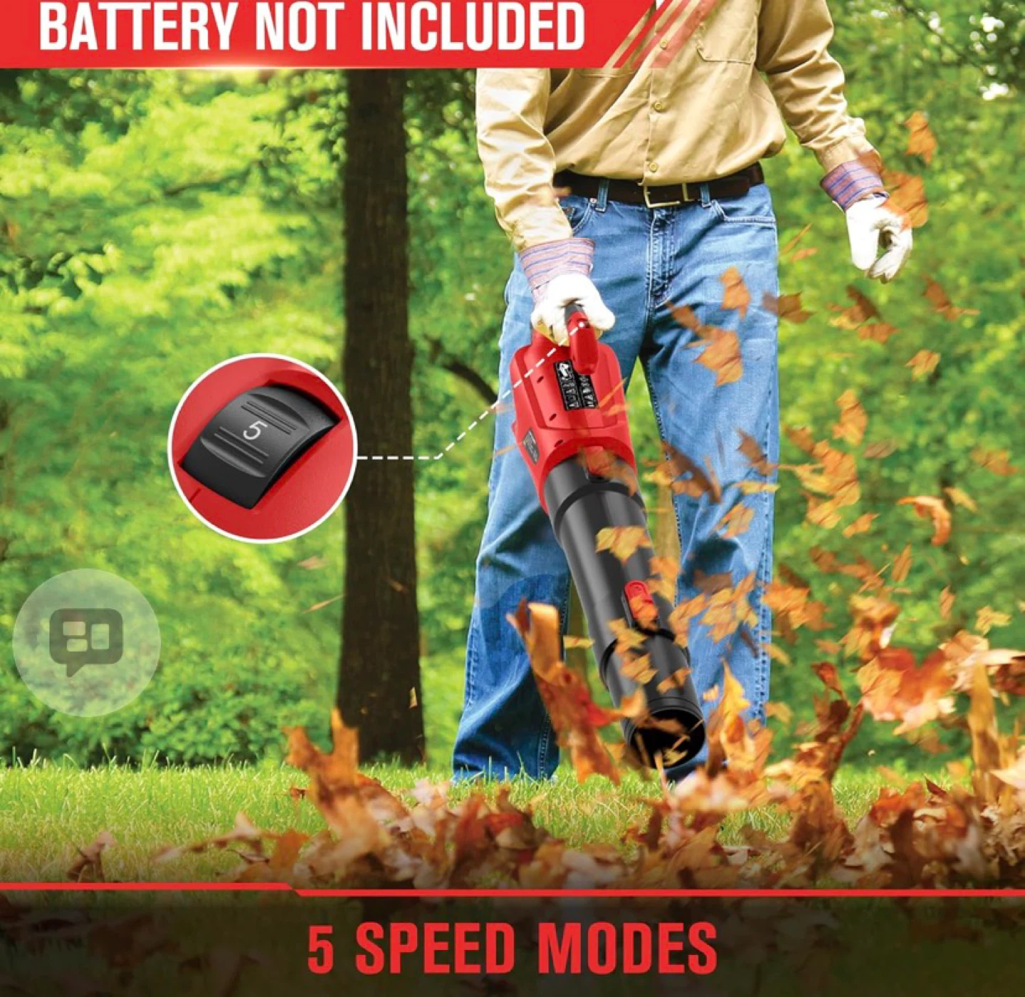 Cordless Electric Leaf Blower - 5 Speed Modes