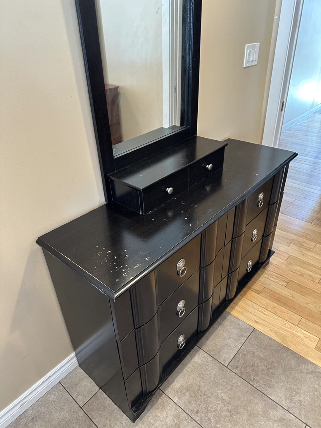 Modern Black Dresser with Vanity Storage Mirror (CAN DELIVER) - photo 2