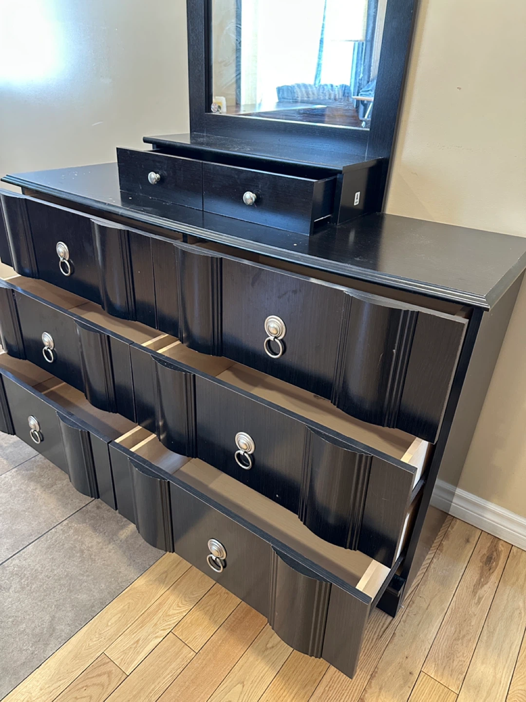 Modern Black Dresser with Vanity Storage Mirror (CAN DELIVER) - photo 4
