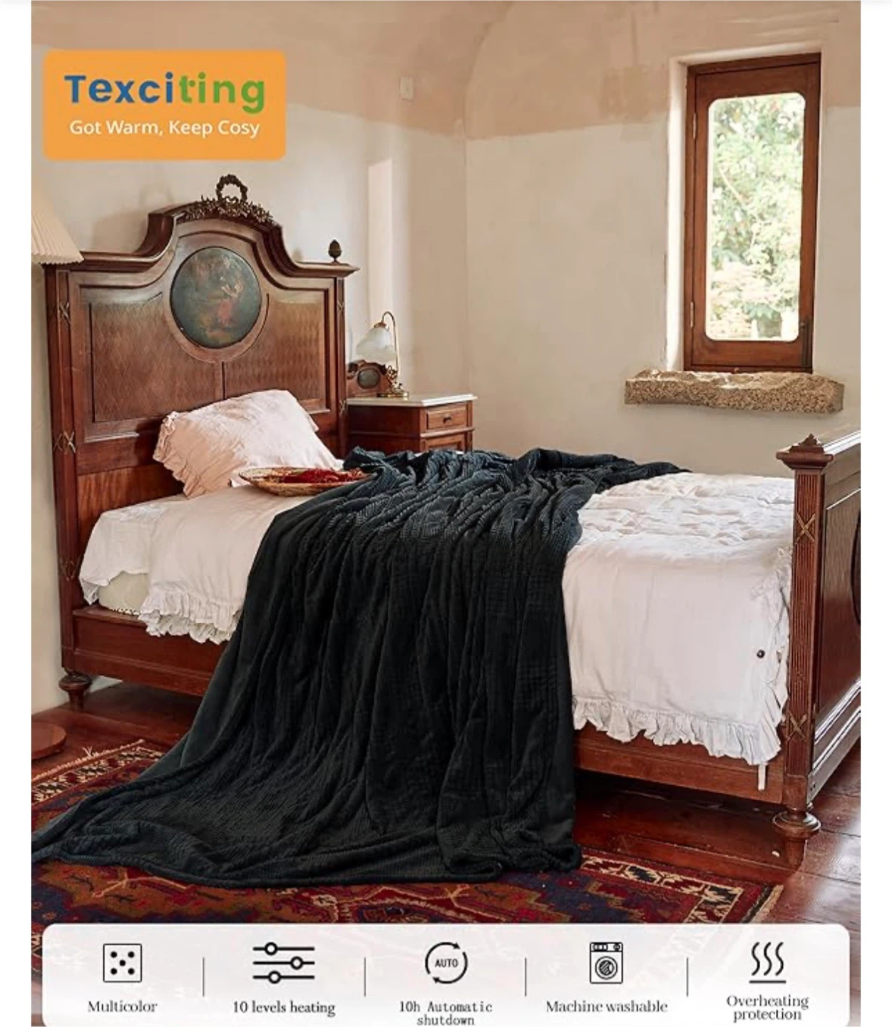 Texciting Heated Blanket with 10 Settings