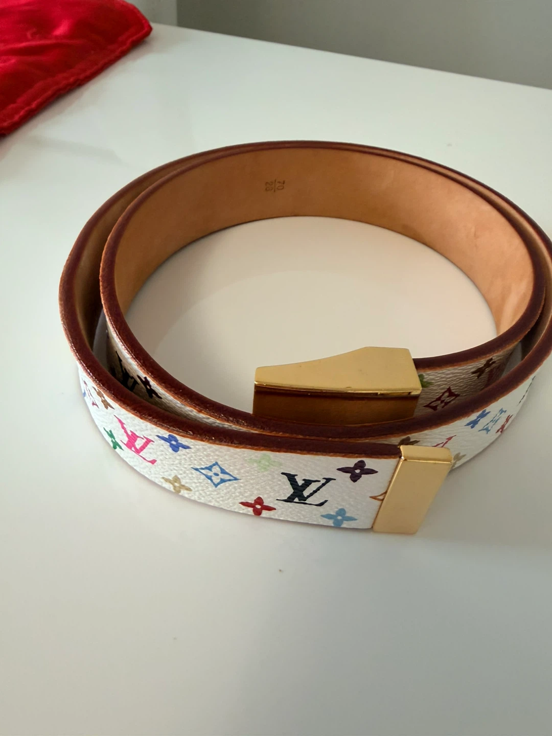 Authentic LV White Multicolor Monogram Belt Size 70/28 - photo 2
