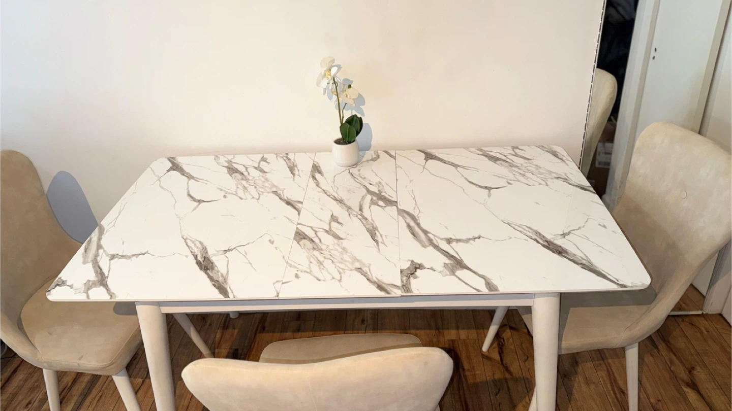 Marble Top Dining Table with 3 Chairs - photo 2