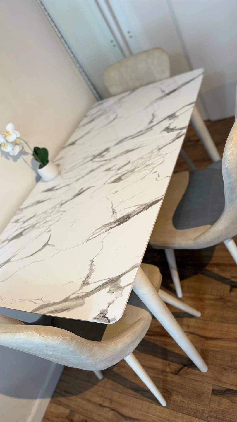 Marble Top Dining Table with 3 Chairs