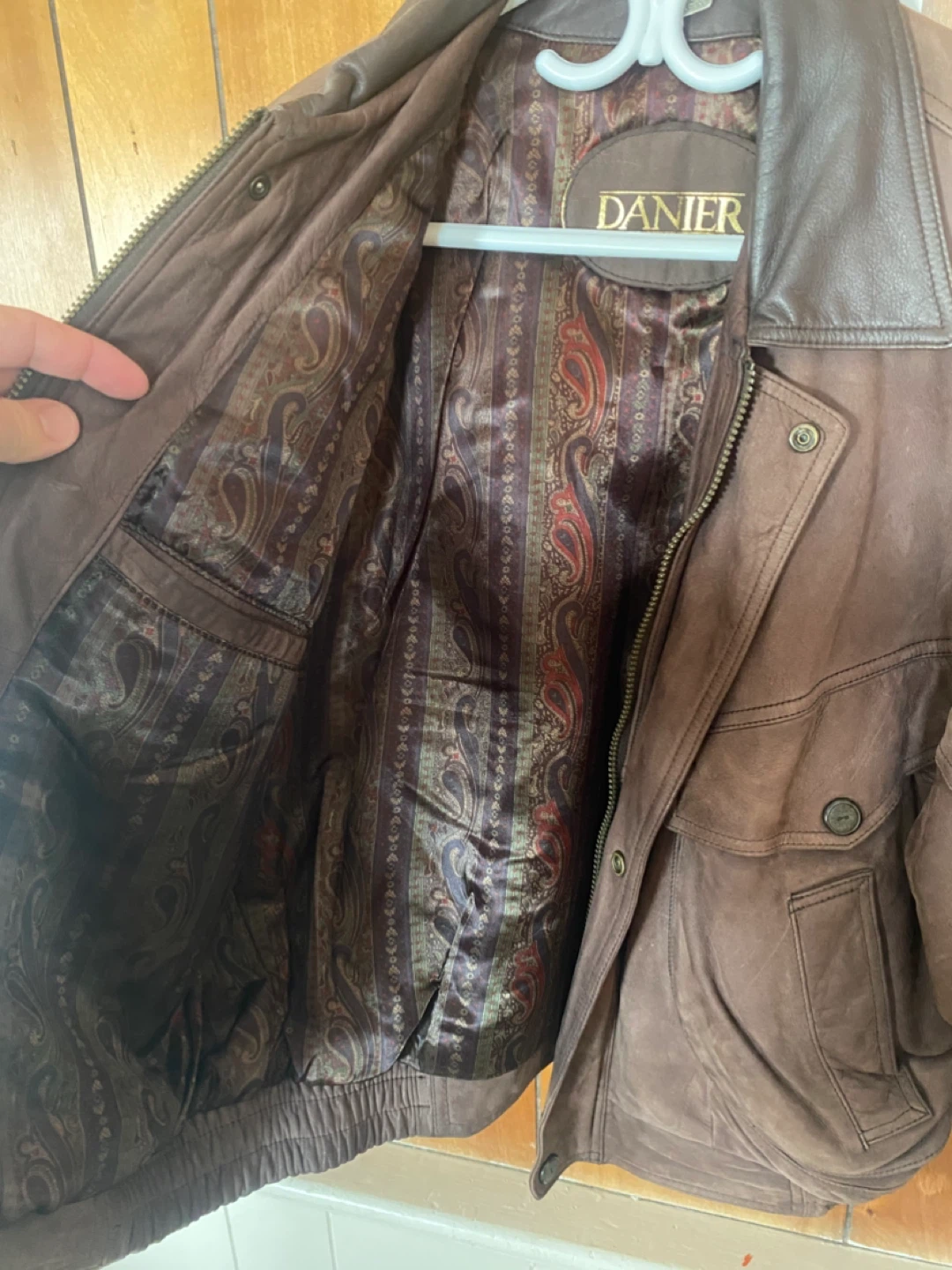 Danier Brown Suede Leather Bomber Jacket - Size XS - photo 4