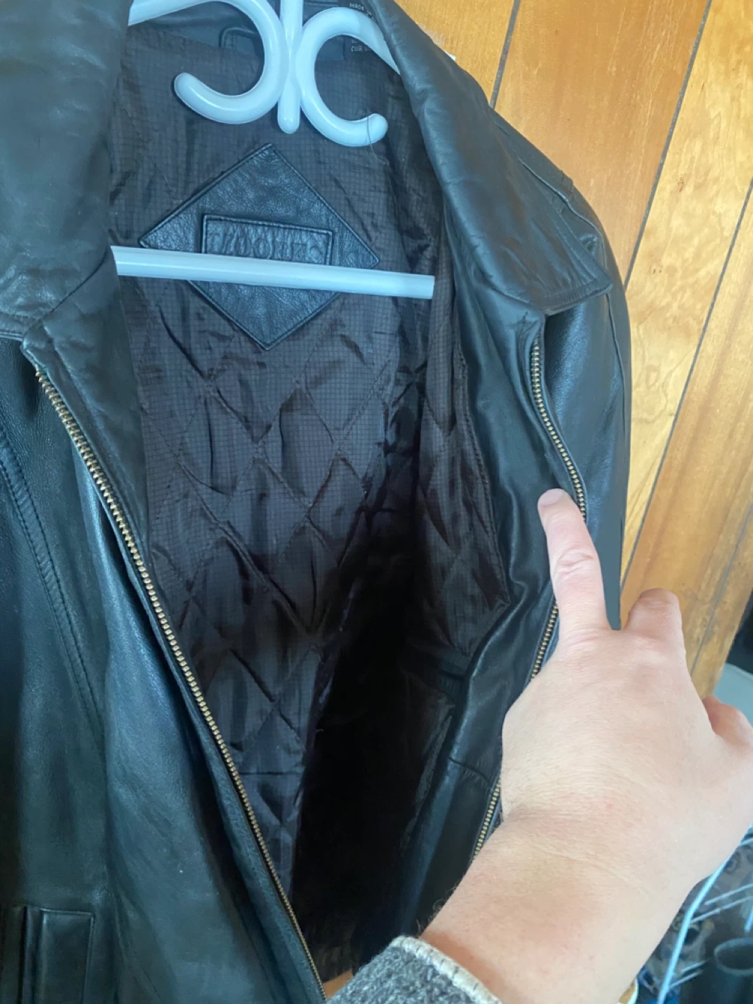 Black Genuine Leather Jacket - Large - photo 2
