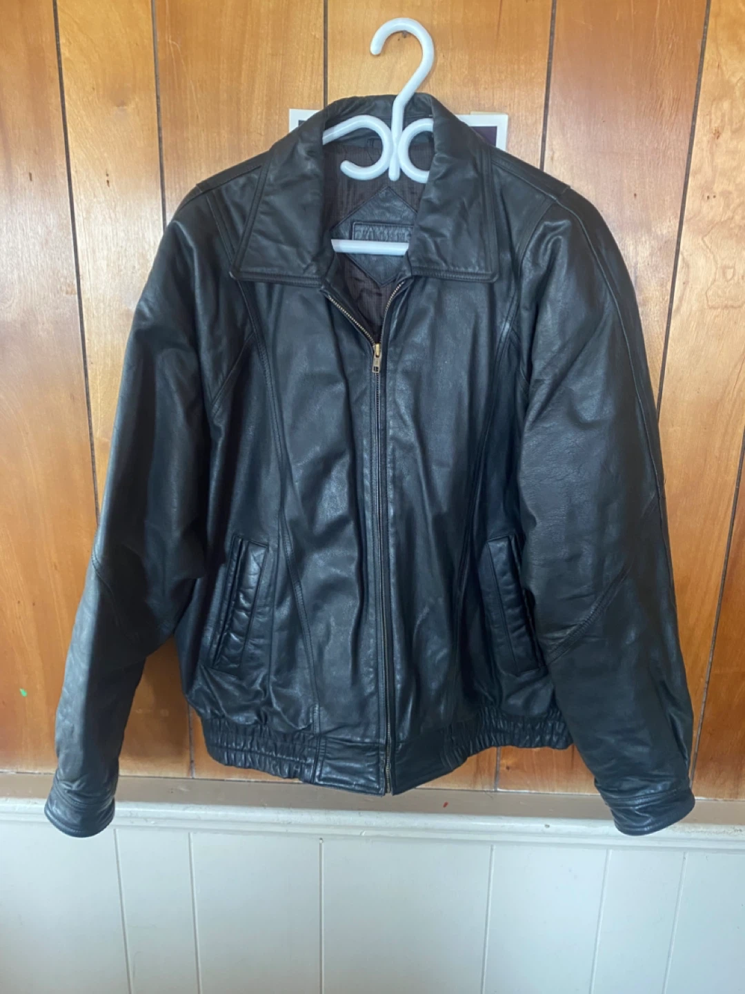 Black Genuine Leather Jacket - Large