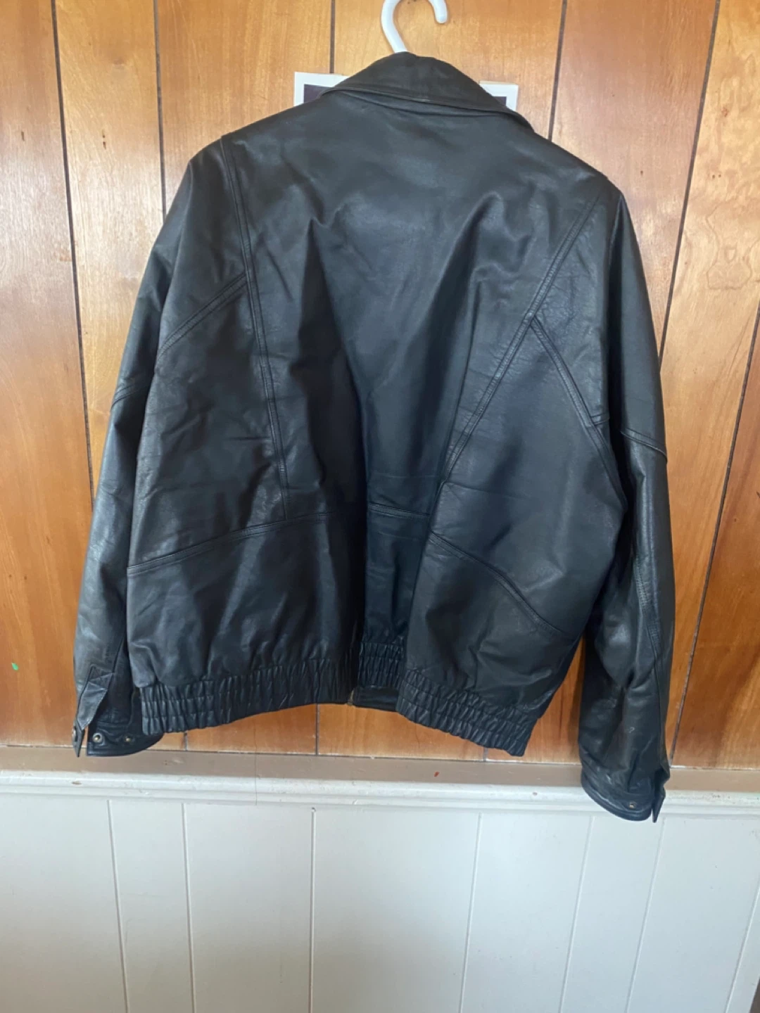 Black Genuine Leather Jacket - Large - photo 4