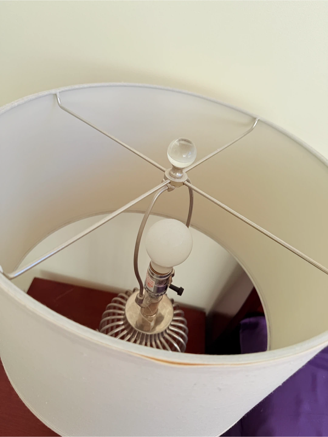 Metal Cage Table Lamp with Fabric Shade - photo 3