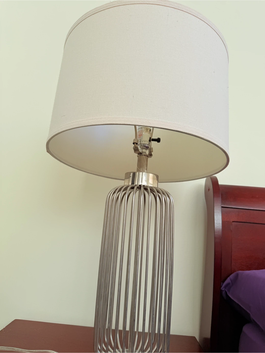 Metal Cage Table Lamp with Fabric Shade - photo 4