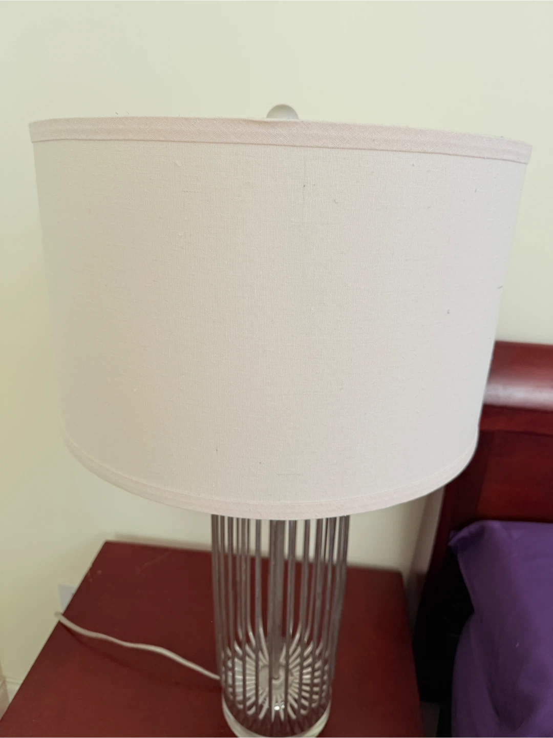 Metal Cage Table Lamp with Fabric Shade - photo 2