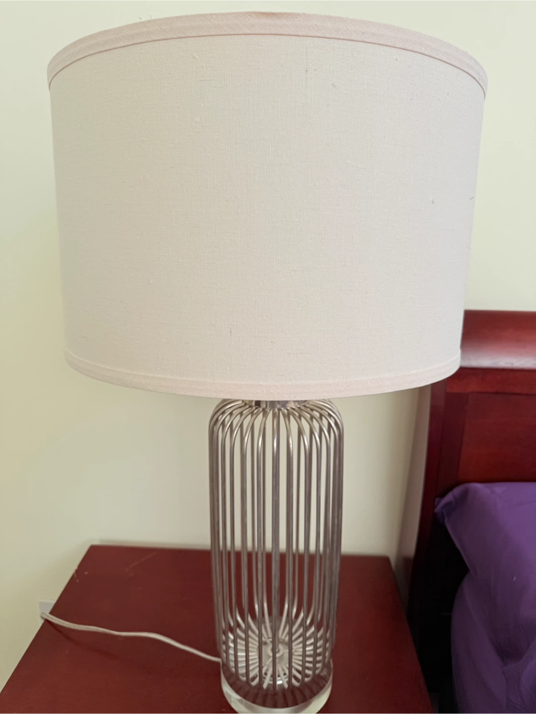 Metal Cage Table Lamp with Fabric Shade