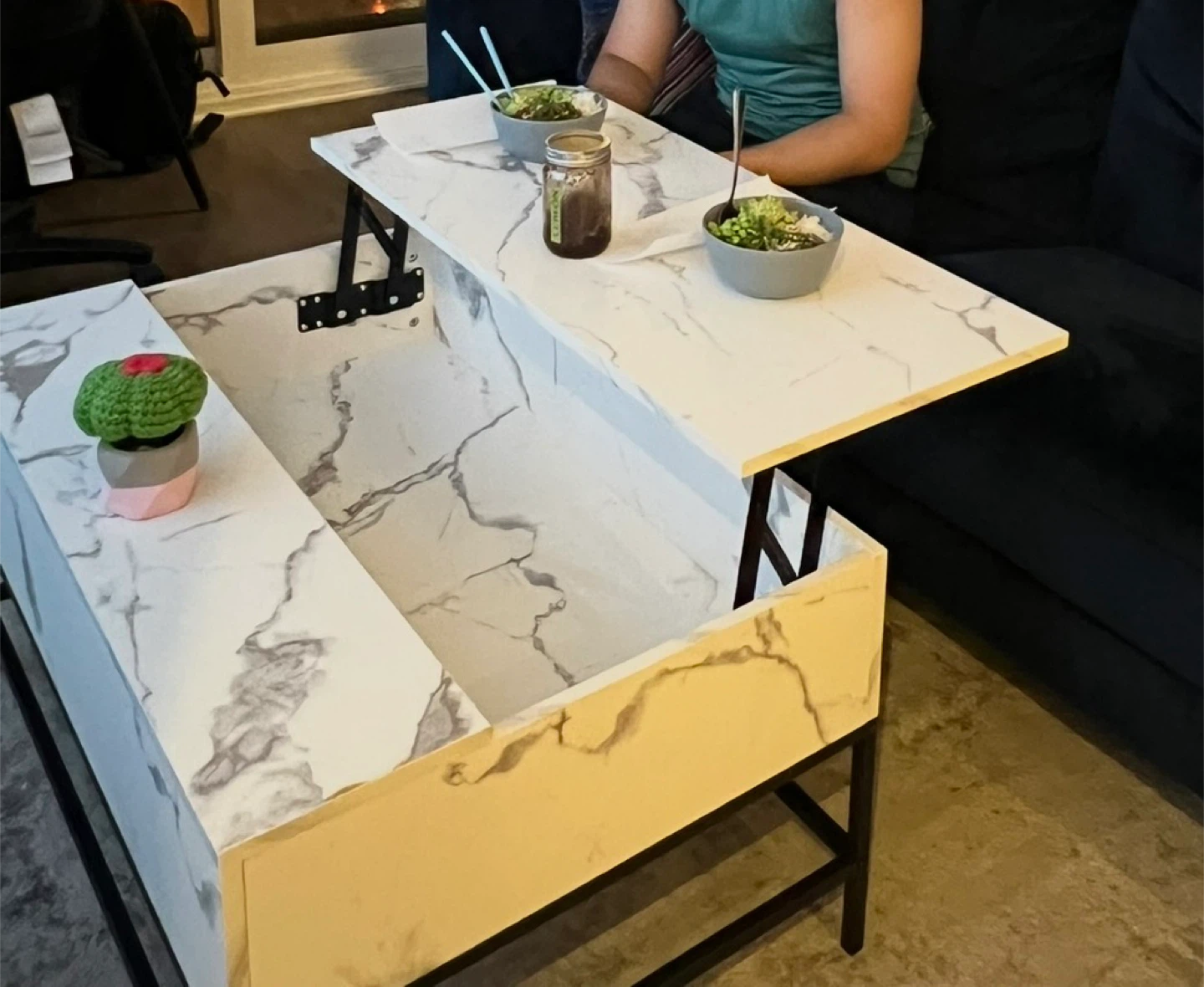Lift-Top Coffee Table - White Marble Look - photo 2
