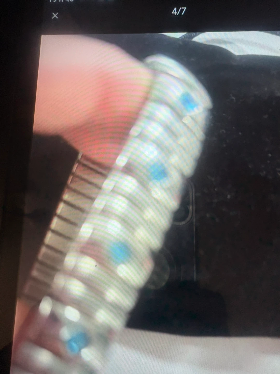 Bracelet extensible argenté avec pierres bleues - photo 4