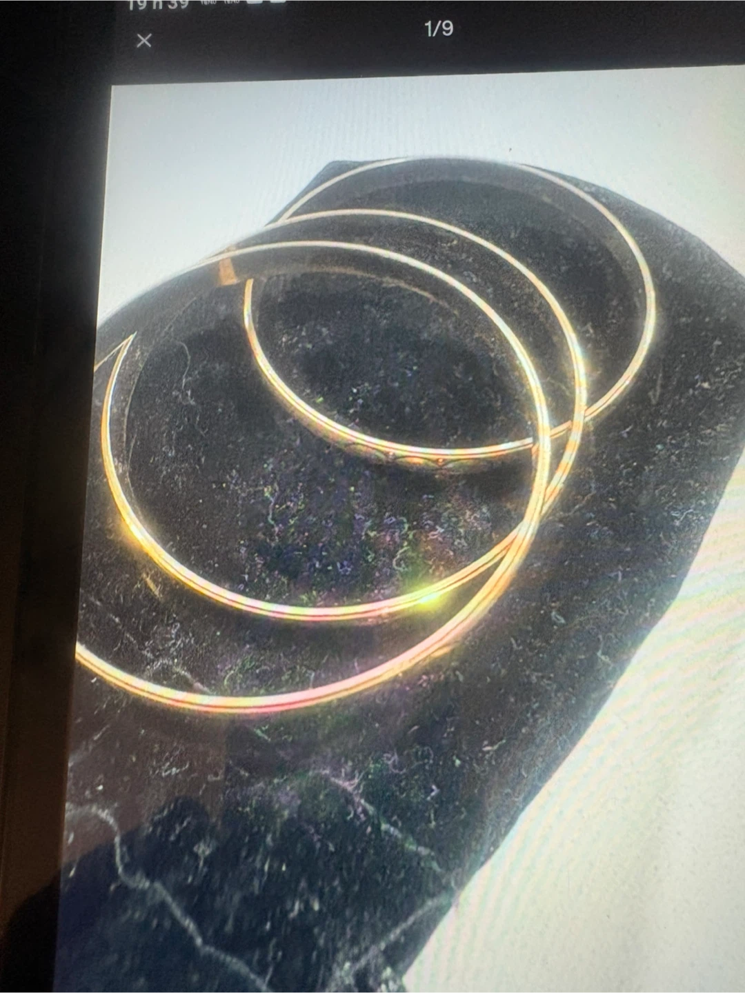 Ensemble de 3 bracelets joncs dorés texturés