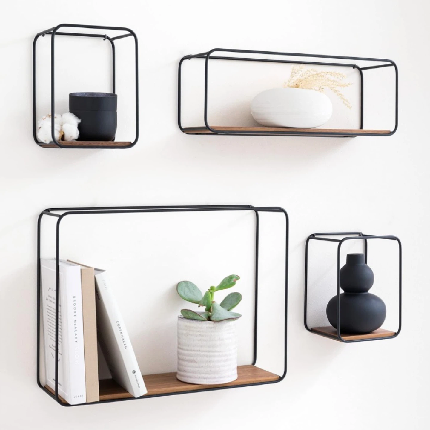 Set of 4 Modern Floating Wall Shelves