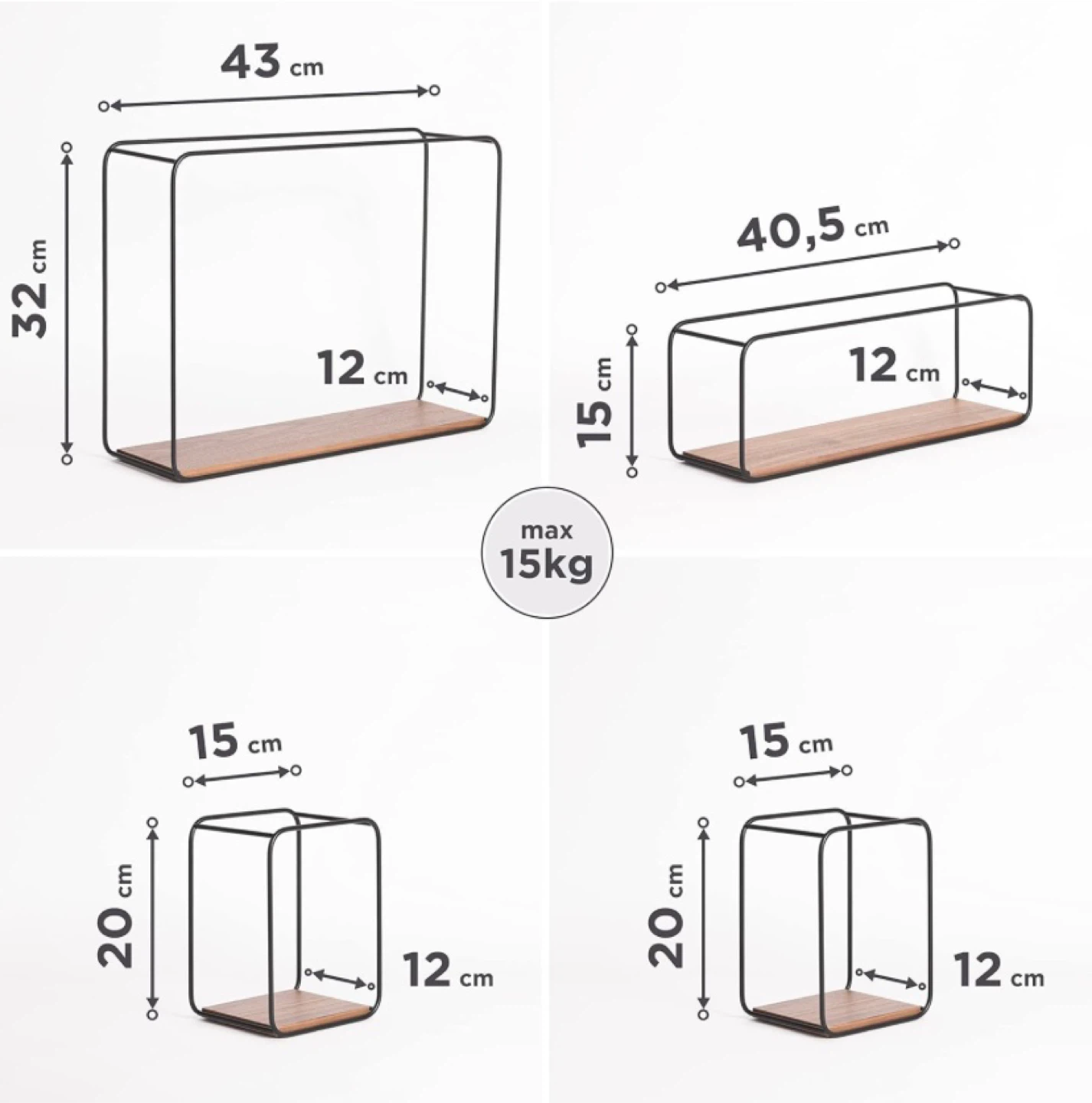 Set of 4 Modern Floating Wall Shelves - photo 3
