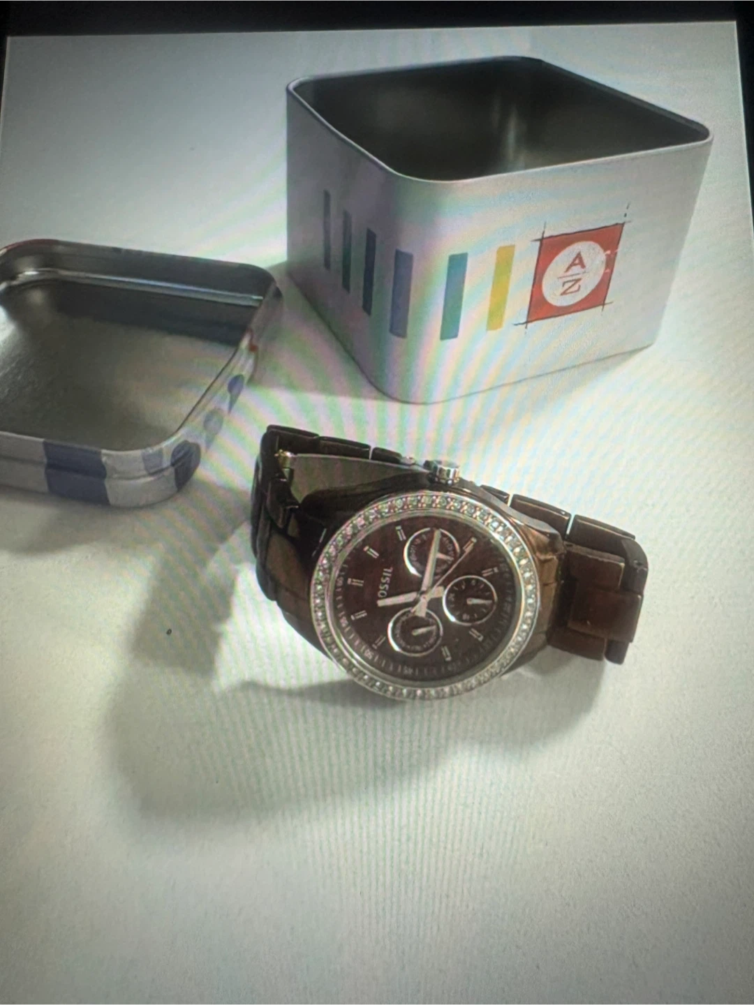 Montre Fossil femme brun avec cristaux