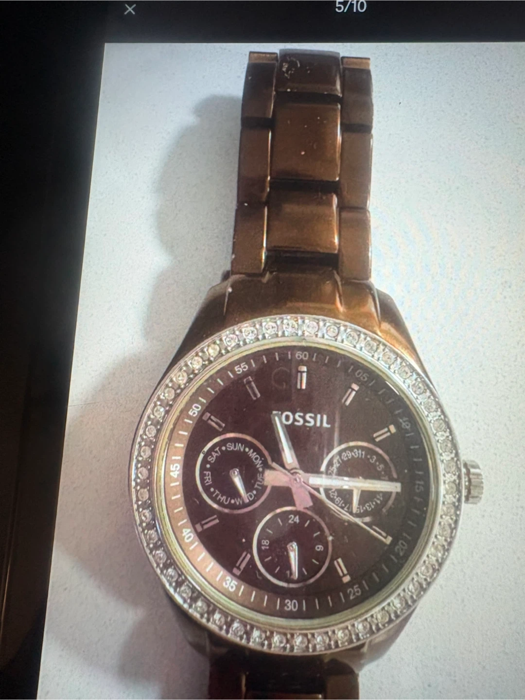 Montre Fossil femme brun avec cristaux - photo 5