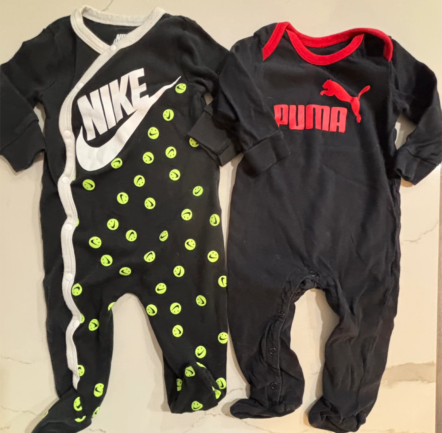$5 for Both. Nike & Puma Baby Sleepers - Size 3-6M