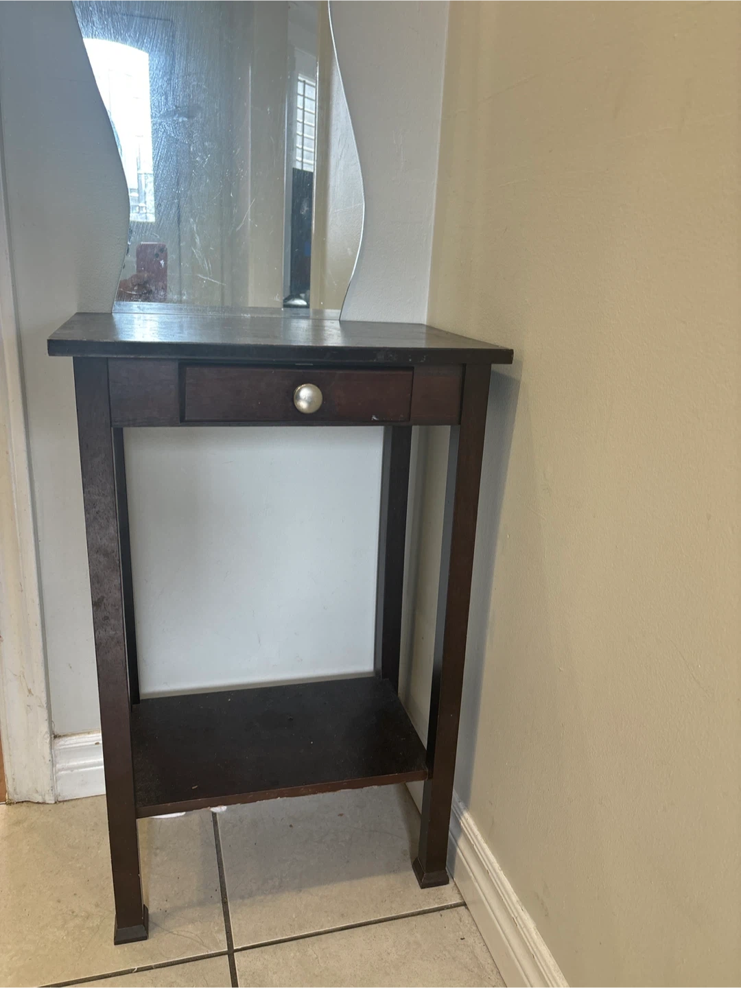 Dark Wood Accent Table with Drawer - photo 3