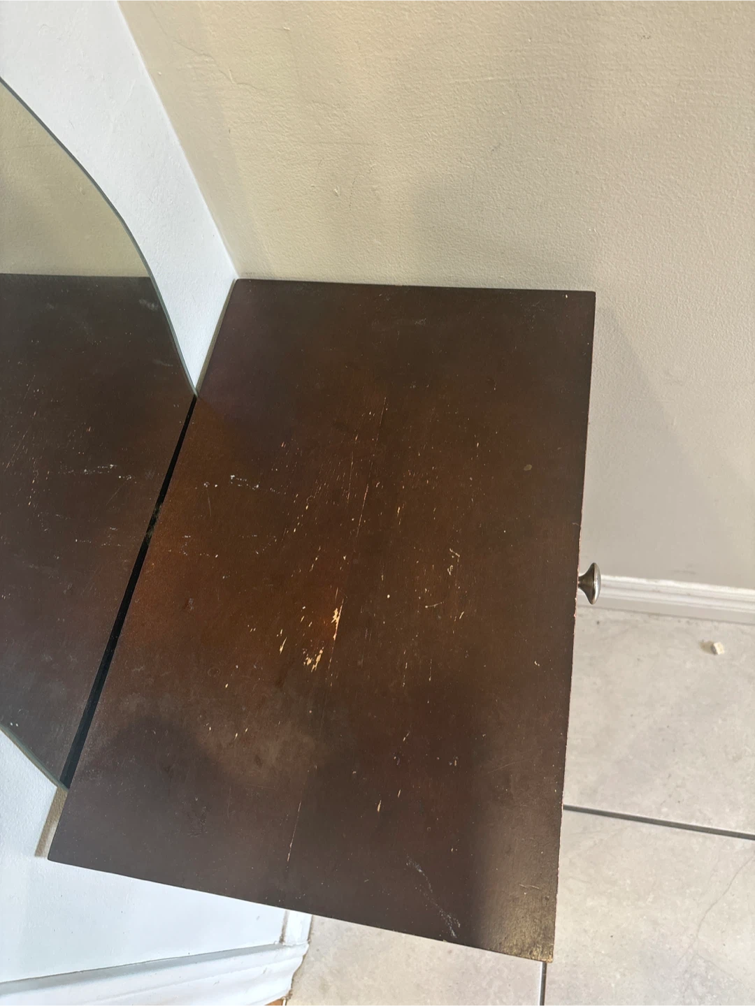 Dark Wood Accent Table with Drawer - photo 2