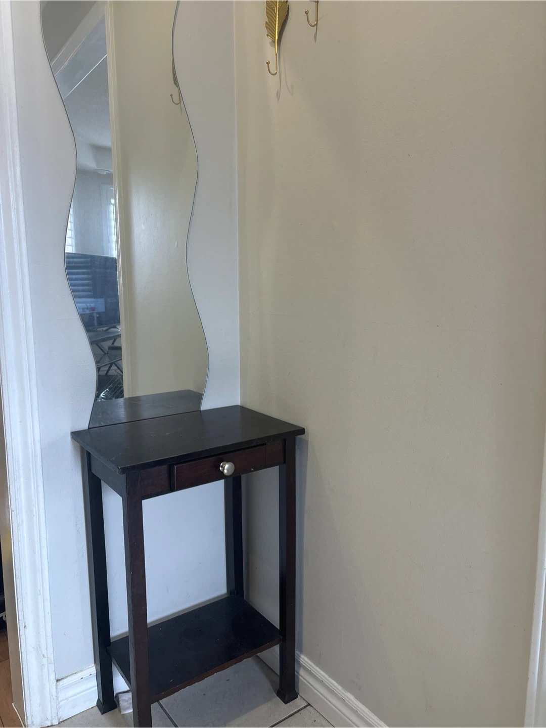 Dark Wood Accent Table with Drawer