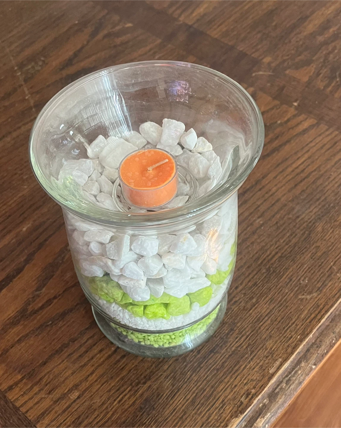 Glass Candle Holder with Decorative Stones and Tea Light - photo 3
