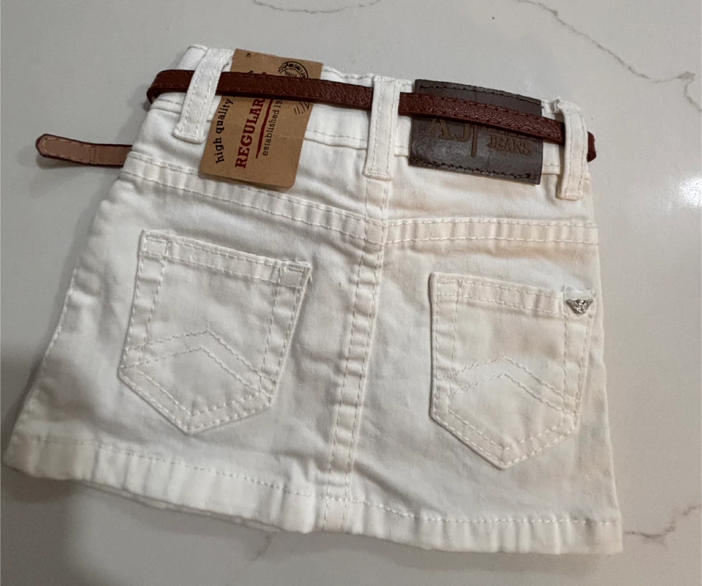 NEW Armani Baby White Denim Skirt with Belt - photo 3