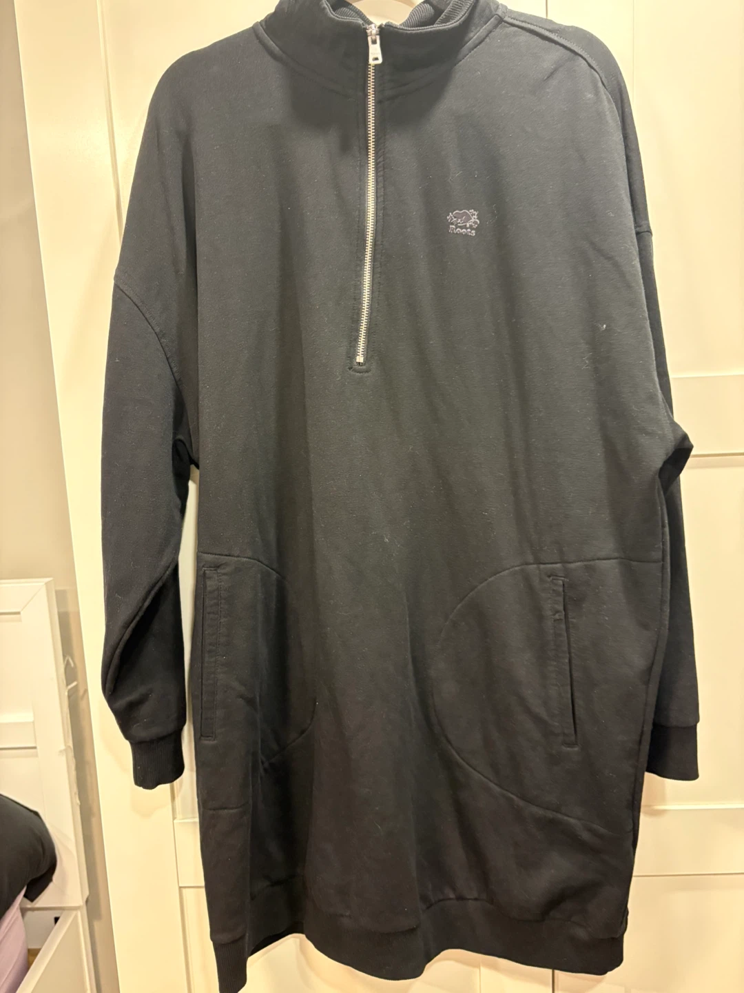 Roots Black Quarter-Zip Sweatshirt Dress