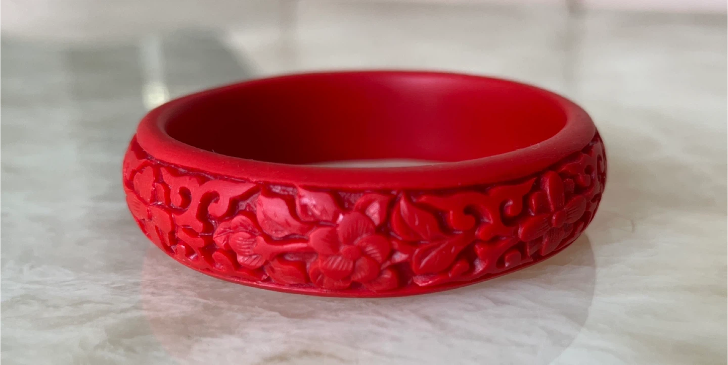 Red Carved Floral Bangle