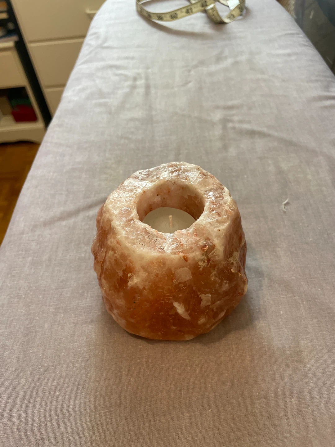 Light Impact Rock Salt Crystal Candle Holder