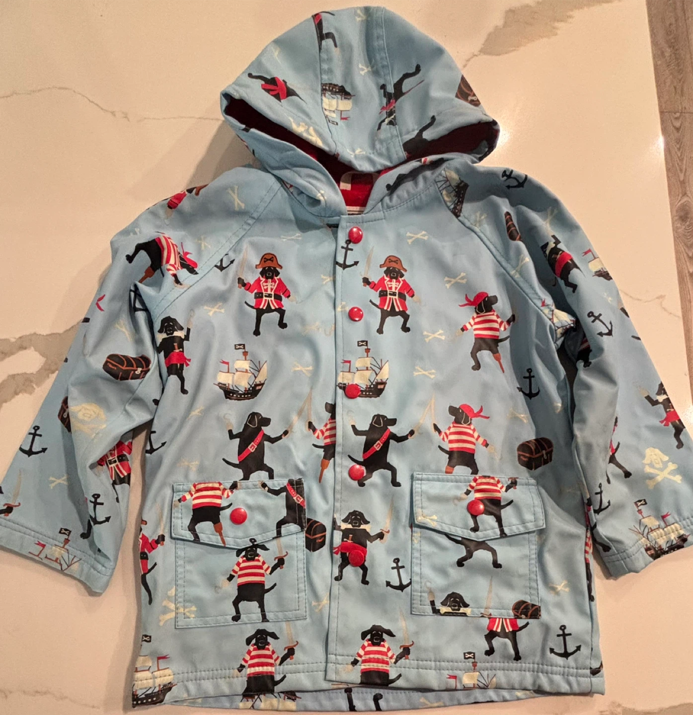 Hatley Kids Pirate Dog Rain Jacket Size 5