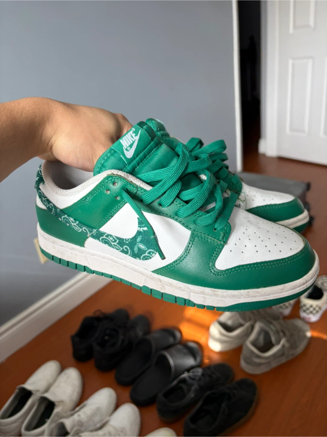 Nike Dunk Low Green Paisley Sneakers - US Size 9