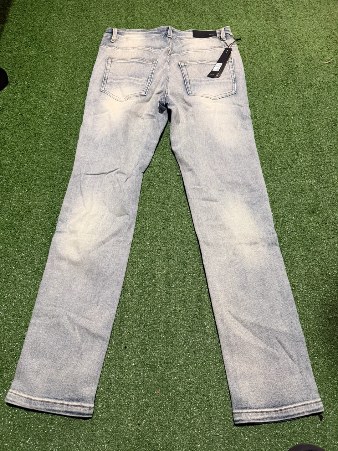 Amiri Distressed Logo Jeans Light Wash Size 32 - photo 2