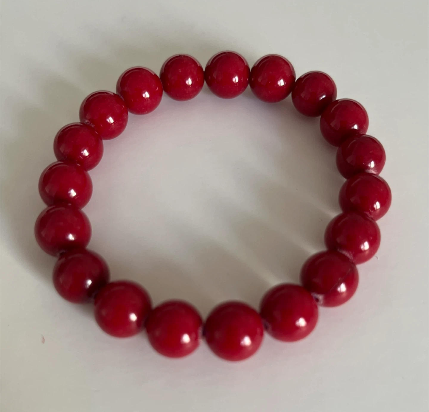 Red Beaded Stretch Bracelet