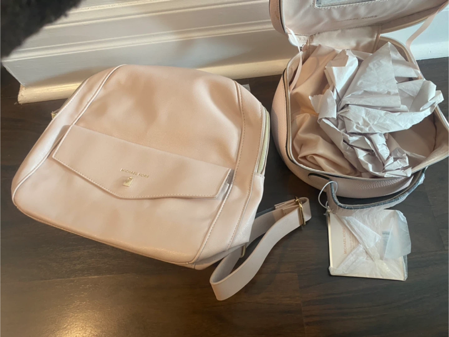 Michael Kors Pink Faux Leather Backpack and Train Case Set - photo 3